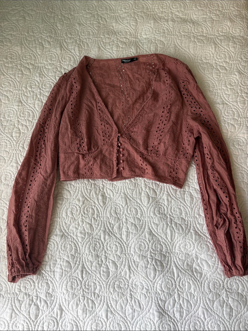 SHEIN Curve Embroidered Floral Blouse Size 1XL In